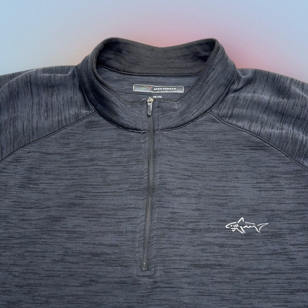 GREG NORMAN SHARK Men’s XXL Gray Black 1/4 Zip Sweatshirt